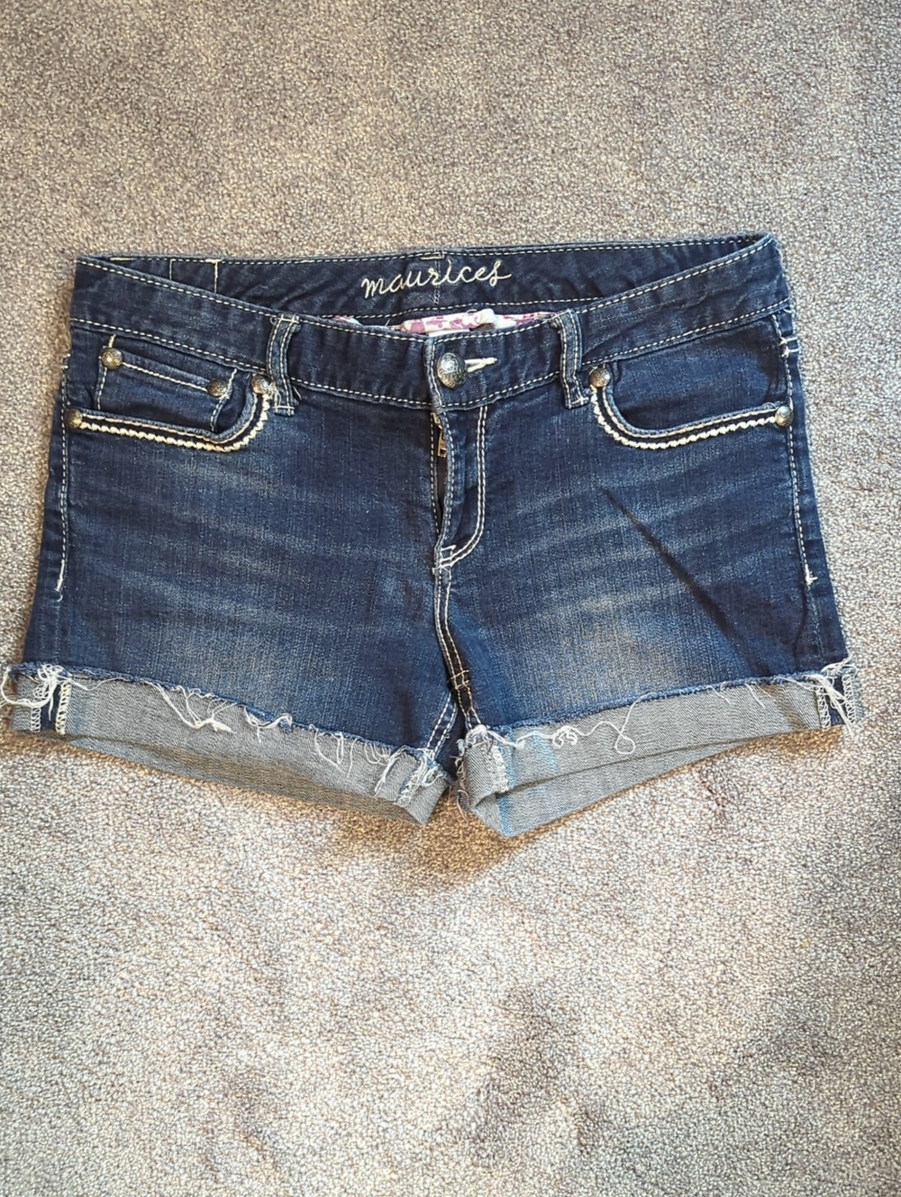 Maurices Dark Blue Rolled-Hem Denim Shorts